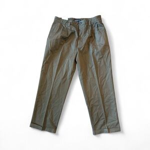 Izod Madison Chino Double Pleat 36x29 Classic Fit Army Green New With Tag